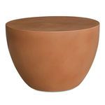 Insitu Side Table with smooth concrete construction, drum shape, and warm terracotta color