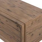 Top corner close-up highlighting rounded edging and wood grain pattern