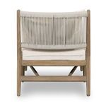 Close rear view highlighting zigzag rope backrest detail above wooden frame