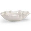 Hand-glazed white Italian ceramic freeform bowl with undulating edges resembling a shell