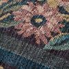 Extreme close-up showing woven polyester fabric texture with detailed floral elements
