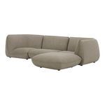 Sectional viewed from opposite side angle showing rounded corner and chaise lounge with plush cushions