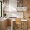 Alternate angled side view highlighting chandelier’s layered sand dollar shapes and glowing warmth