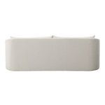 Smooth, rounded back of the sofa with uniform cream upholstery and no visible seams