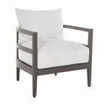 Santa Barbara Slate Gray N-dura Lounge outdoor accent chair with dark wood frame and white cushions