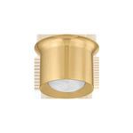 Noxon flush mount ceiling light in polished brass with matte cloud glass shade and smooth cylindrical metal frame