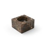Brown Emperador Square Bowl angled to show depth, side profile, and marble veining patterns