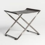 Product Image 2 for Harper Aged Obsidian Leather Scissor Ottoman from Alder & Tweed