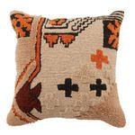 Kika Indoor/ Outdoor Beige/ Orange Tribal Pillow image 1