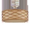 Bottom view showing flat rattan diffuser with edge lighting