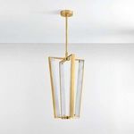 Edgemere Pendant hanging from ceiling showing full fixture in a room setting with white wall background
