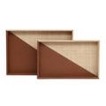 Product Image 1 for Leather & Raffia Tray, Set of 2 from Currey & Company