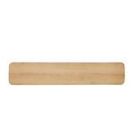 Top-down view displaying the rounded rectangle shape and wood grain pattern of bench surface