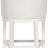 Rear view of Charley Wood Flare Base Stool showing curved backrest and wood leg structure