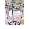 Side view with opaque white glass globe instead of lit globe in the lantern