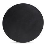 Top-down view displaying rounded black stool seat surface