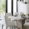 Detail of upholstered wingback edge showing soft texture and tight stitching on Linea chair