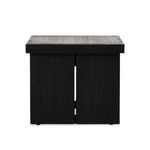 Back view of Warby End Table revealing the split panel design of the supporting legs