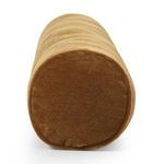 Front view of bolster pillow’s circular end with smooth wool velvet surface