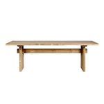 Top down view highlighting plank variation, wood color, and grain pattern of the tabletop