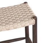 Close-up angled top view showing tight chunky box weave rope seat weaving over rounded wood frame