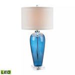 Product Image 1 for Blue Glass Table Lamp With Crystal Base And Linen Shade from Elk Home