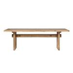 Lengthwise front view of table emphasizing clean lines and wood joinery of stretcher and legs