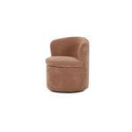 Angled front view of Dane swivel dining chair showcasing gentle curves and swivel base