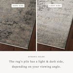 Close-up showing rug's dual light and dark pile sides on wooden floor