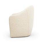 Side profile of Levi Boucle Dining Chair showing smooth curved back and seat in cream fabric