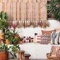 Rust / Multi Jacquard Woven Traditional Accent Pillow With Tassels image 2