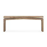 Straight-on front view emphasizing the table’s architectural angled leg and open design