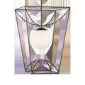 Rochefort Large outdoor lantern pendant with black powder-coated geometric frame and central milky white glass globe