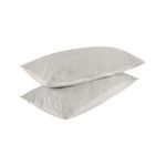 Two stacked gray linen shams showing side profile and layered texture