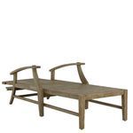 Slatted wood Croquet Teak Chaise shown with backrest reclined and armrests visible