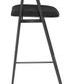 Gianni Bar Stool in activated charcoal with a curved backrest, cushioned polyester seat, and black metal frame
