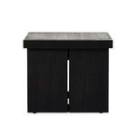 Top view of dark brown Warby End Table showing wood grain texture and border design