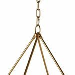 Close-up of gold metal links where chandelier rods connect to hanging chain
