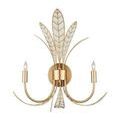Same as primary image showing unlit bulbs on sconce with white and gold leaf details