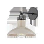 Pottersville Wall Sconce angled front view isolated on white background emphasizing black mount and beige shade