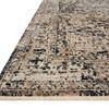 Low angled close-up of Leigh Charcoal Taupe Rug highlighting pile texture and subtle taupe border