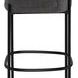 Side profile showing thickness of seat cushion and backrest with black metal frame supporting the bar stool