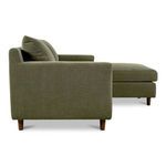 Side profile of Hutton sectional showing armrest height and chaise length