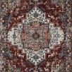 Full top-down view of Samra Brick/Grey Rug showing entire rectangular medallion pattern