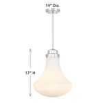 Bartlet pendant with 17 inches height and 14 inches diameter dimensions marked on image