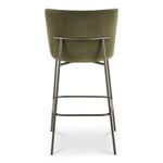 Rear view reveals blackened bronze metal bar supporting the backrest