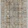 Ren Dark Brown machine woven traditional rug with muted blue and gold accents on no pile flat weave