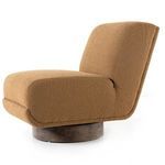 Close-up texture and seam detail on backrest corner of Bronwyn amber swivel chair