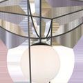 Close-up side view of Rochefort lantern showcasing curved metal details above and below the white glass globe