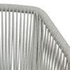 Close-up of silver-grey rope texture tightly hand-wrapped around chair frame